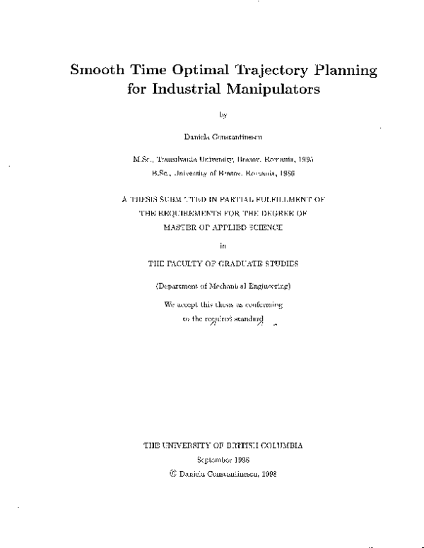 (PDF) Smooth time optimal trajectory planning for industrial manipulators