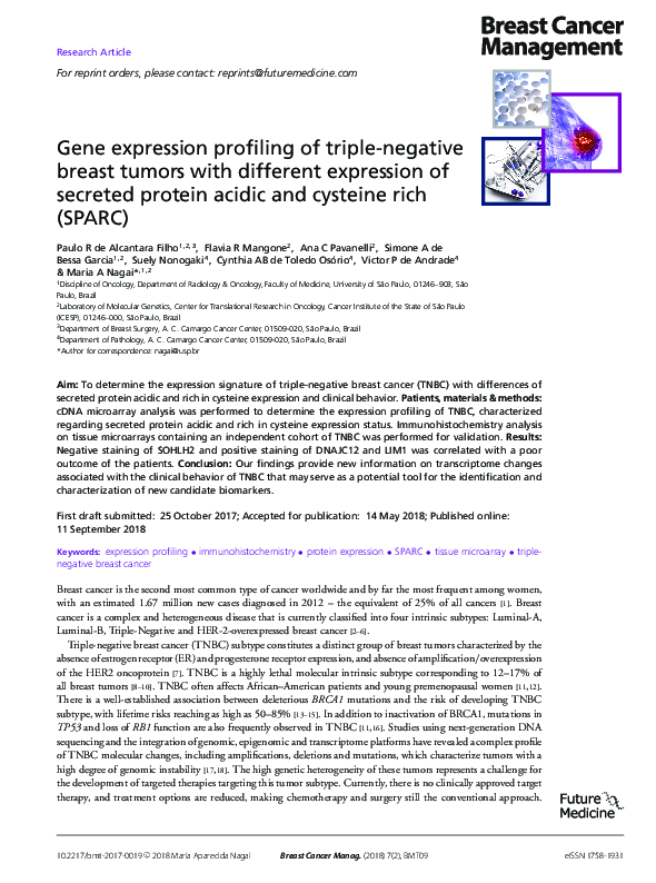 (PDF) Gene expression profiling of triple-negative breast tumors with ...