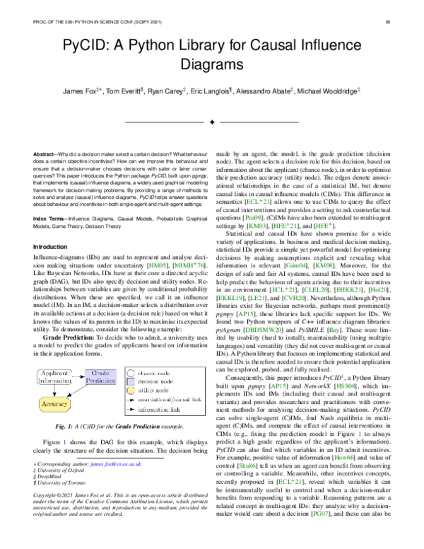 (PDF) PyCID: A Python Library for Causal Influence Diagrams