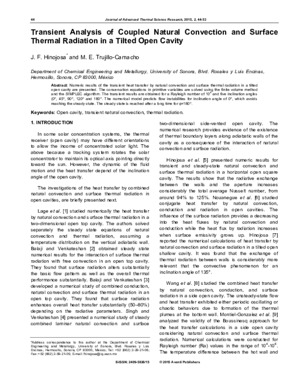 (PDF) Transient Analysis of Coupled Natural Convection and Surface ...