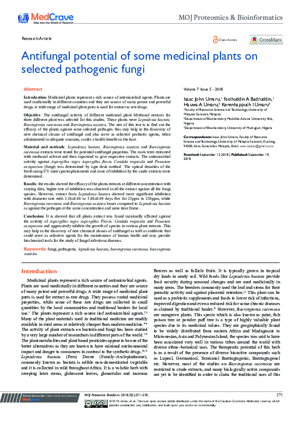 (PDF) Antifungal potential of some medicinal plants on selected ...
