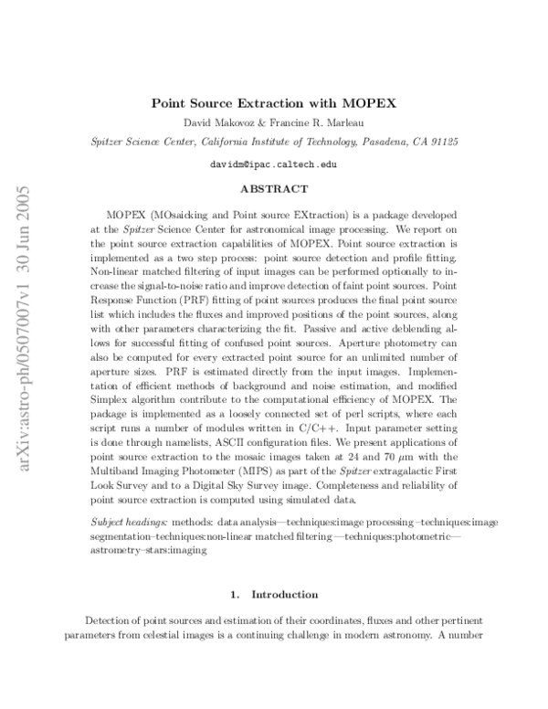 (PDF) Point Source Extraction with MOPEX