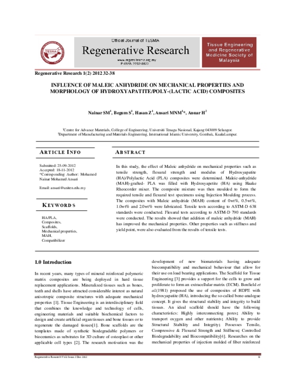 (PDF) Influence of Maleic Anhydride on Mechanical Properties and ...