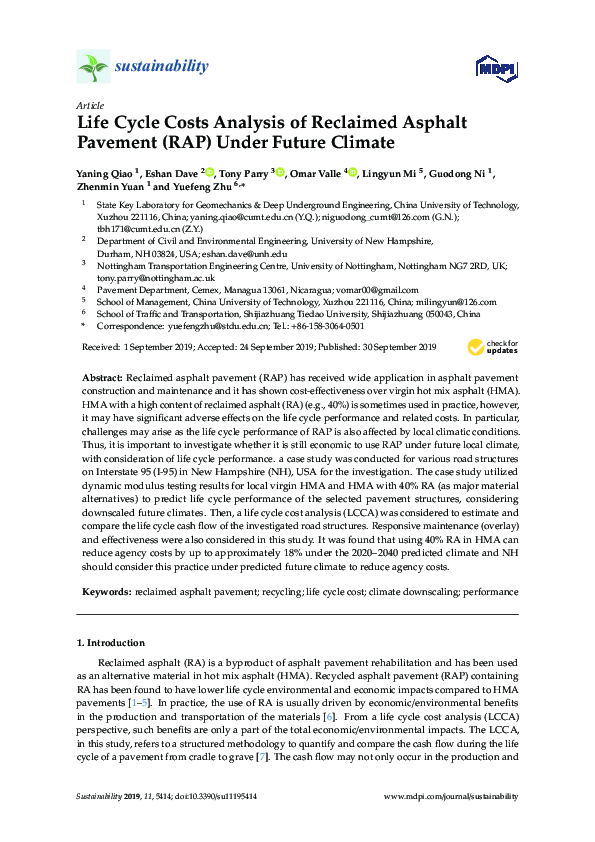 (PDF) Life Cycle Costs Analysis of Reclaimed Asphalt Pavement (RAP ...