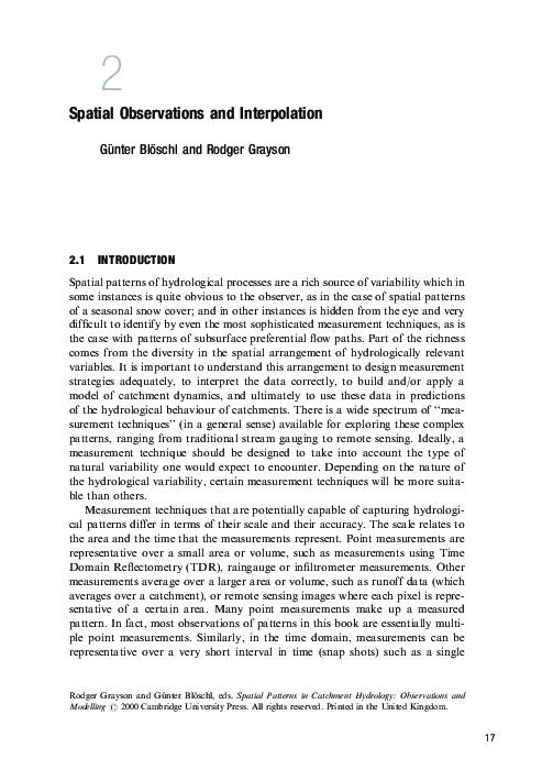 (PDF) Spatial Observations and Interpolation