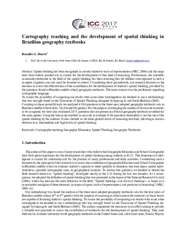 (PDF) Cartography teaching and the development of spatial thinking in ...