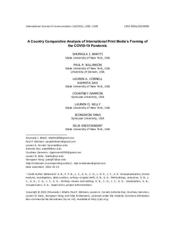 (PDF) A Country Comparative Analysis of International Print Media’s ...
