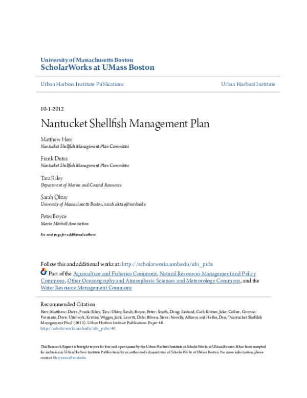 (PDF) Shellfish Management Plan