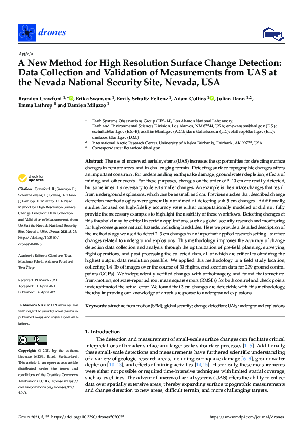 (PDF) A New Method for High Resolution Surface Change Detection: Data ...