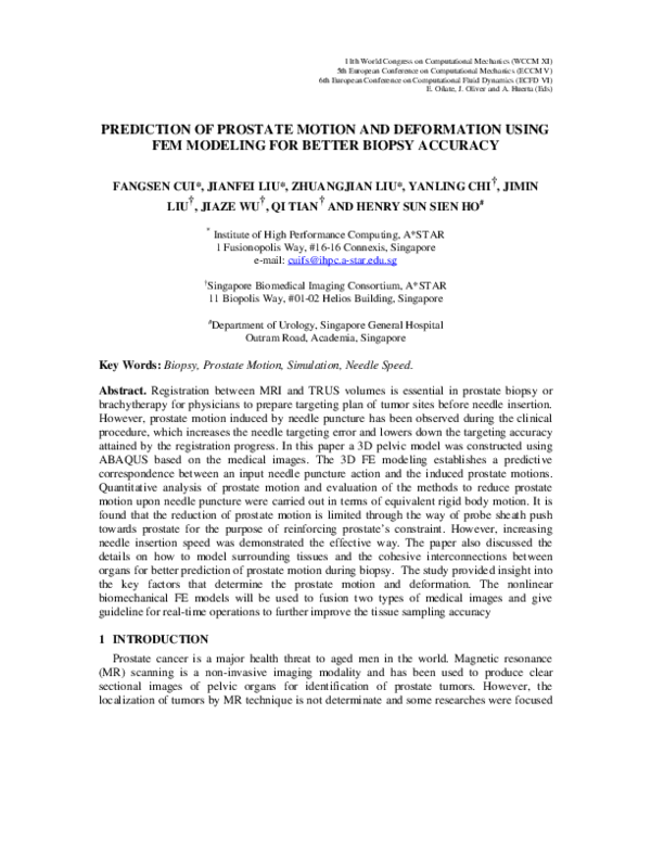 (PDF) Prediction of Prostate Motion and Deformation Using Fe Modeling ...
