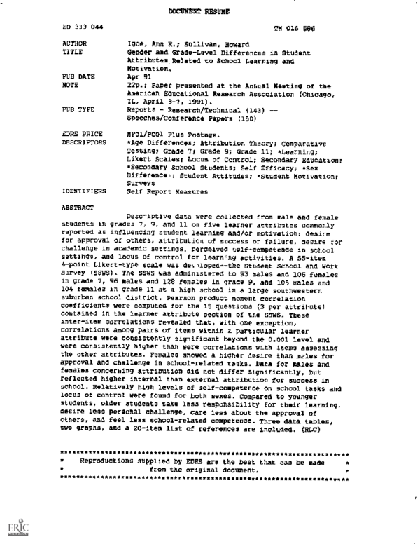 (PDF) Gender and Grade-Level Differences in Student Attributes Related ...