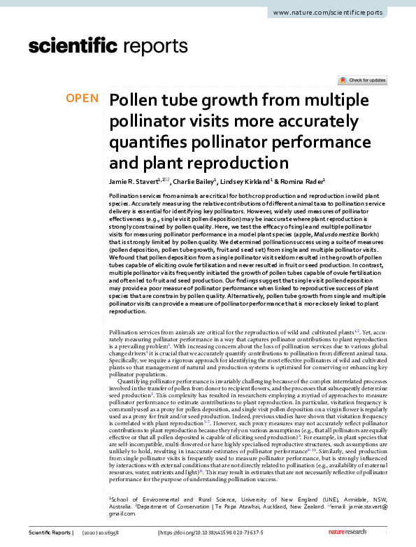 (PDF) Pollen tube growth from multiple pollinator visits more ...