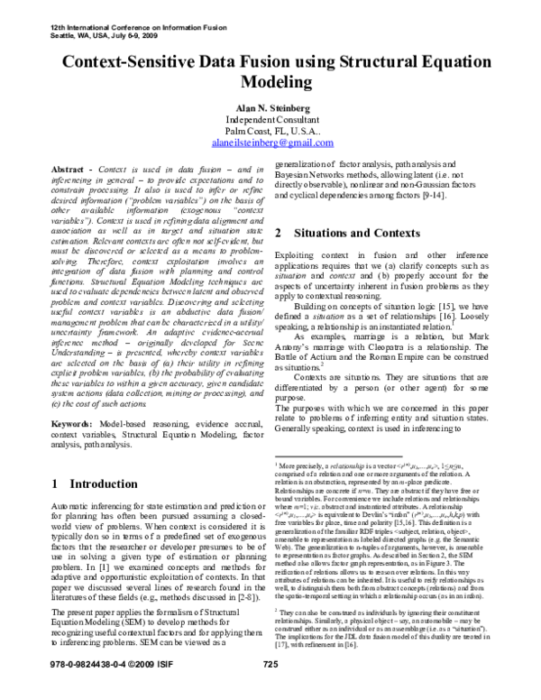 (PDF) Context-sensitive data fusion using Structural Equation Modeling