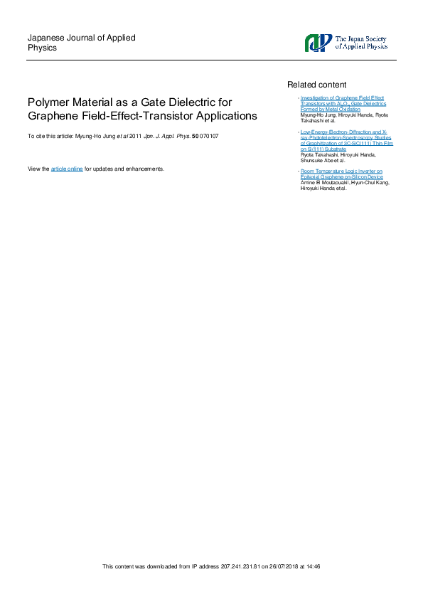 (PDF) Polymer Material as a Gate Dielectric for Graphene Field-Effect ...