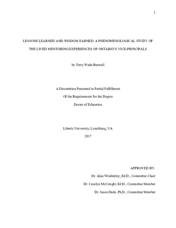(PDF) Lessons Learned and Wisdom Earned: A Phenomenological Study of ...