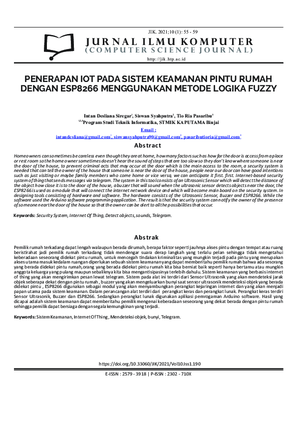 (PDF) Penerapan Iot Pada Sistem Keamanan Pintu Rumah Dengan ESP8266 ...