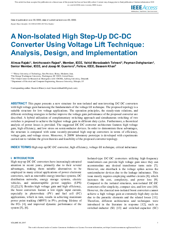 (PDF) A Non-Isolated High Step-Up DC-DC Converter Using Voltage Lift ...