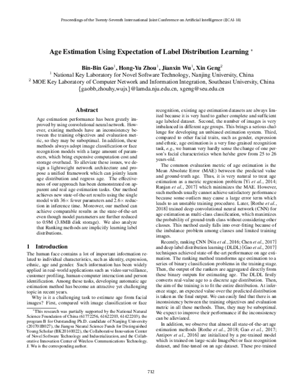 (PDF) Age Estimation Using Expectation of Label Distribution Learning