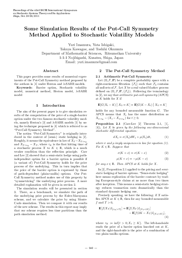 (PDF) Some Simulation Results of the Put-Call Symmetry Method Applied ...
