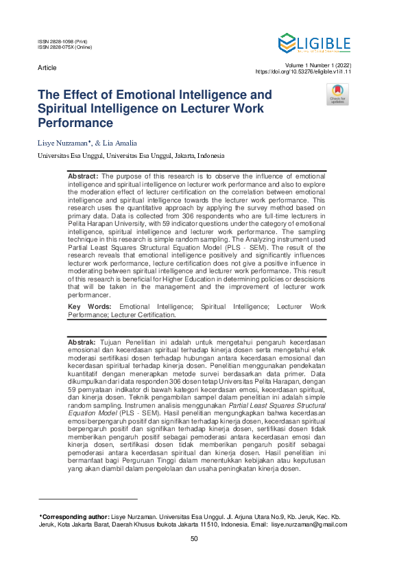 (PDF) The Effect of Emotional Intelligence and Spiritual Intelligence ...