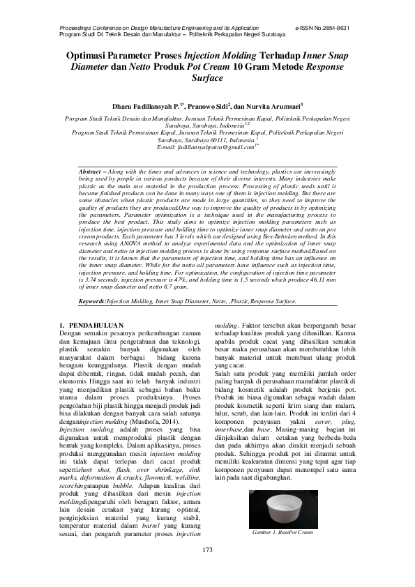 (PDF) Optimasi Parameter Proses Injection Molding Terhadap Inner Snap ...