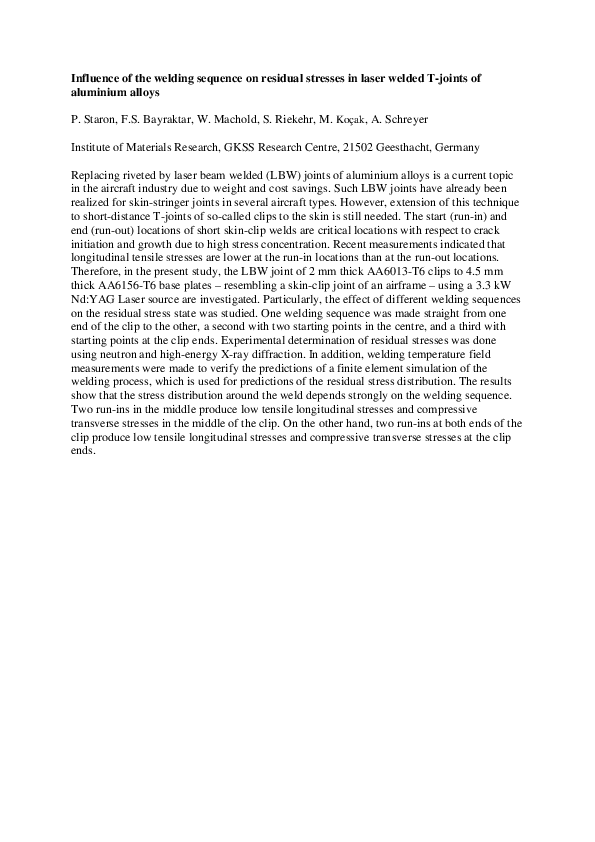 (PDF) S53 Influence of the Welding Sequence on Residual Stresses in ...