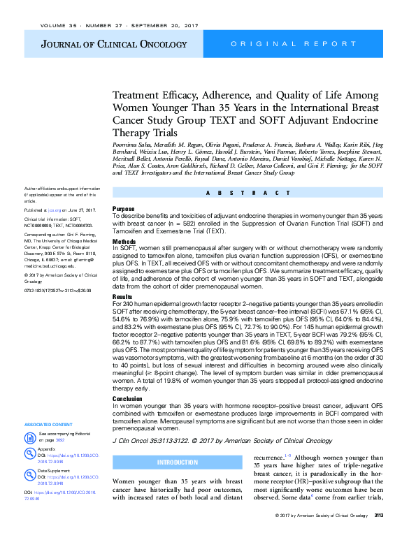 (PDF) Treatment Efficacy, Adherence, and Quality of Life Among Women ...