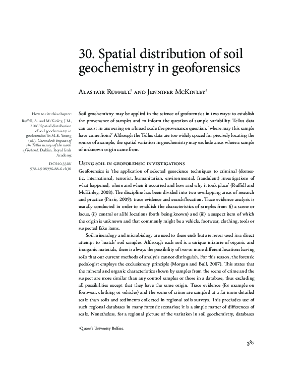 (PDF) 30. Spatial distribution of soil geochemistry in geoforensics