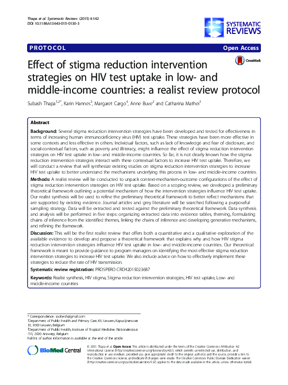 (PDF) Effect of stigma reduction intervention strategies on HIV test ...