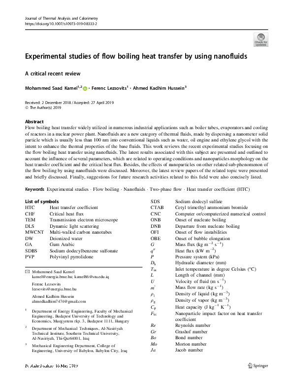 (PDF) Experimental studies of flow boiling heat transfer by using ...