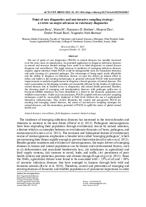 (PDF) Point of care diagnostics and non-invasive sampling strategy: a ...