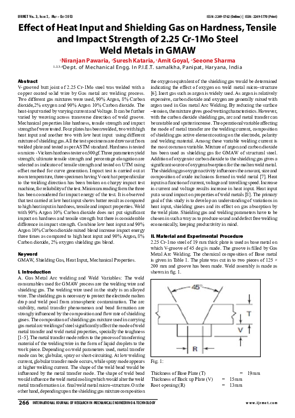 (PDF) Effect of Heat Input and Shielding Gas on Hardness, Tensile and ...