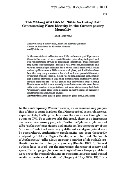 (PDF) The Making of a Sacred Place: An Example of Constructing Place ...