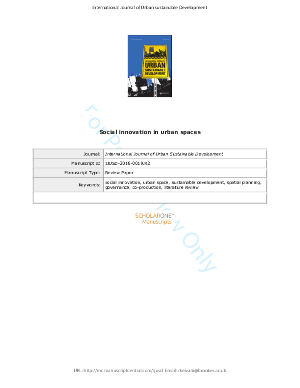 (PDF) Social innovation in urban spaces