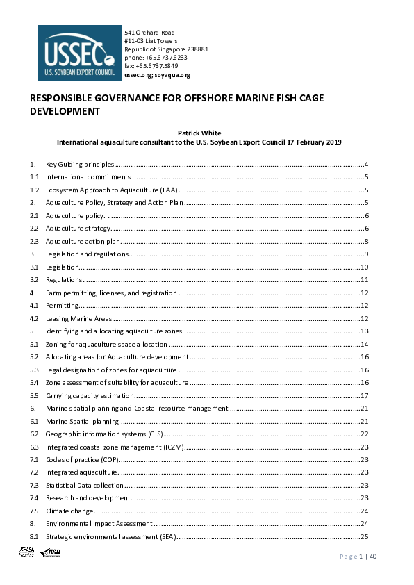(PDF) RESPONSIBLE GOVERNANCE FOR OFFSHORE MARINE FISH CAGE DEVELOPMENT