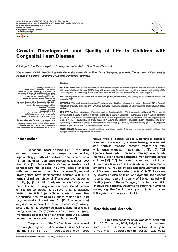 (PDF) Growth, Development, and Quality of Life in Children with ...
