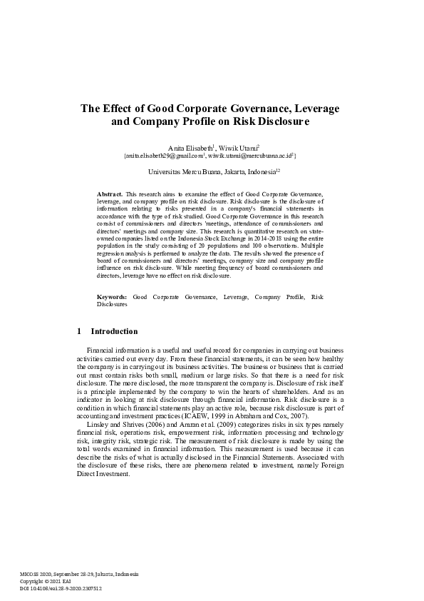 (PDF) The Effect of Good Corporate Governance, Leverage and Company ...