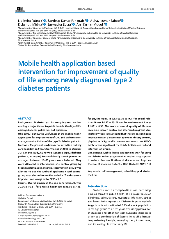 (PDF) Mobile health application based intervention for improvement of ...