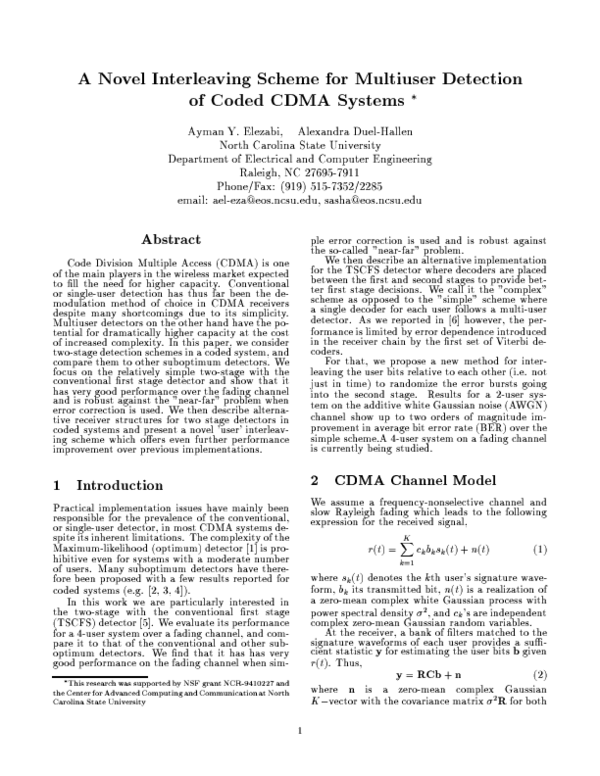 (PDF) A novel interleaving scheme for multiuser detection of coded CDMA ...