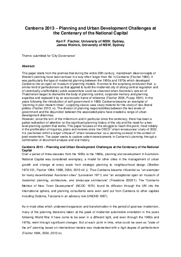 (PDF) Canberra 2013 Planning and Urban Development Challenges at the ...