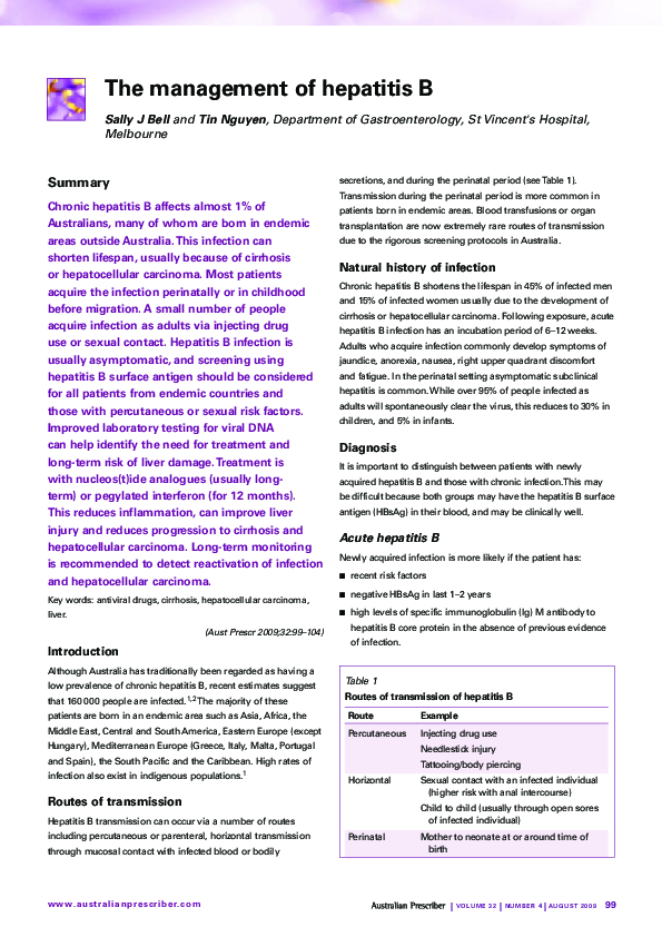 (PDF) The management of hepatitis B