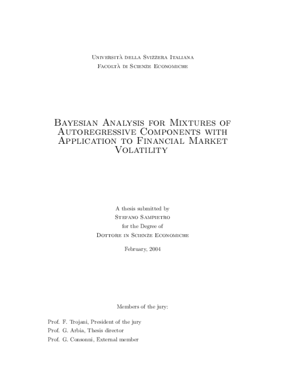 (PDF) Bayesian analysis of mixture of autoregressive components with an ...