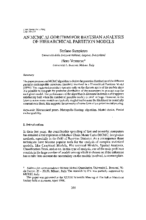 (PDF) An MCMC algorithm for bayesian analysis of Hierarchical Partition ...