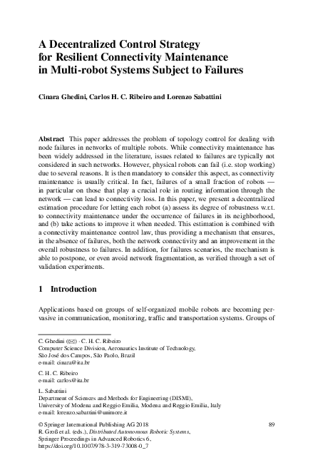 (PDF) A Decentralized Control Strategy for Resilient Connectivity ...