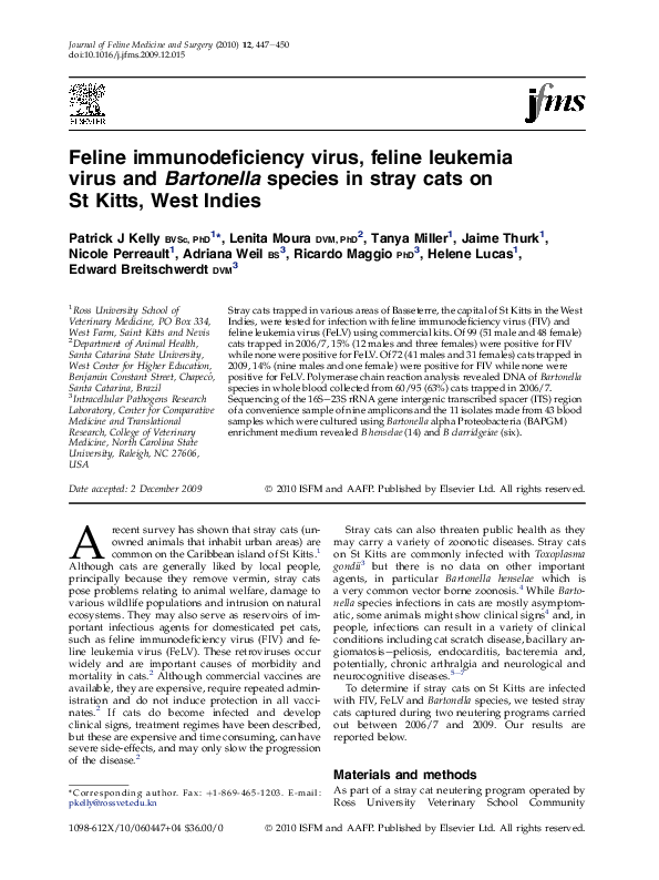 (PDF) Feline immunodeficiency virus, feline leukemia virus and ...