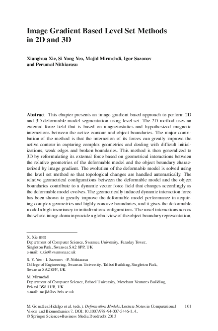 (PDF) Image Gradient Based Level Set Methods in 2D and 3D