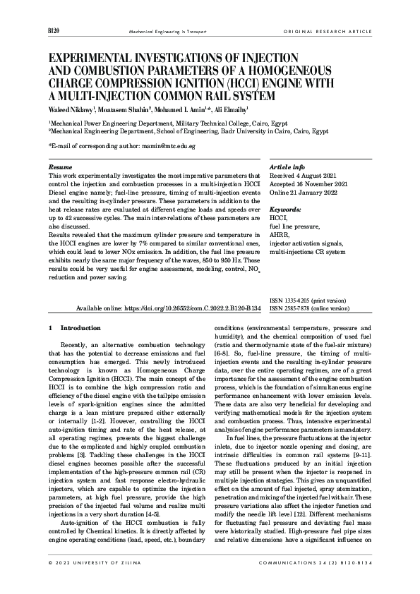 (PDF) Experimental Investigations of Injection and Combustion ...