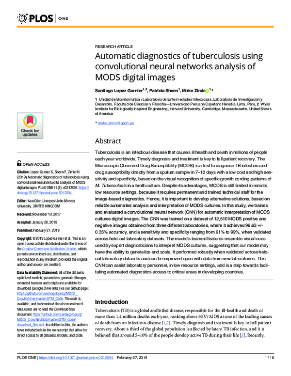 (PDF) Automatic diagnostics of tuberculosis using convolutional neural ...