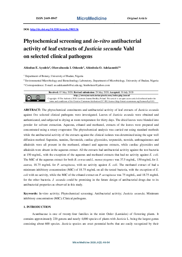 (PDF) Phytochemical screening and in-vitro antibacterial activity of ...