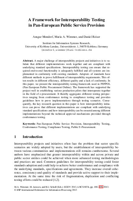 (PDF) A Framework for Interoperability Testing in Pan-European Public ...